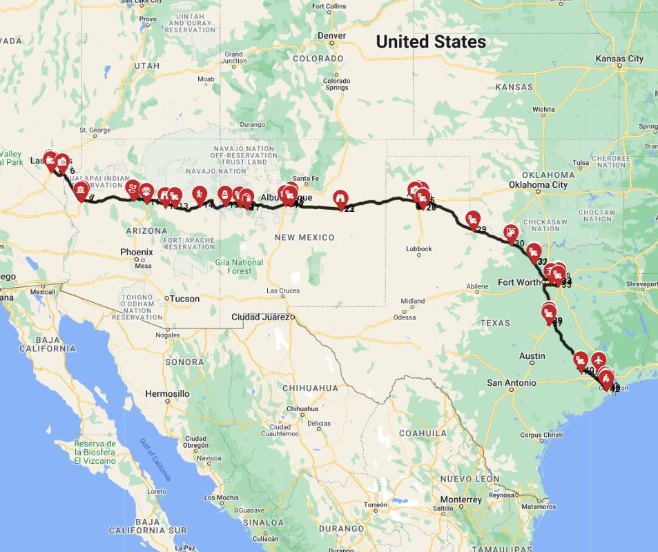 2 weeks of an awesome Campervan trip from Las Vegas to Houston